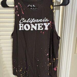 Chaser California Honey Tank Top - Brown with Pink and Yellow Splashes